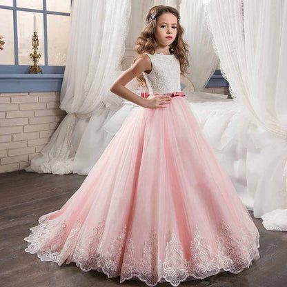 Flower Girl Lace Dress for Kids Wedding Party Prom Princess Puffy Tulle Dresses