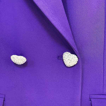 Women's Luxury Decoration Loose Fit Purple Blazer Jacket Coat