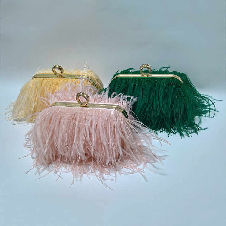 sd-hk Ladies Ostrich Feather Evening Bag
