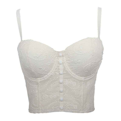 Womens Crop Tops Sleeveless Floral Push Up Corset Bra Cami Tank