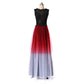 Long Prom Evening Dresses Sheer Beaded Halter Gradient Ombre Chiffon Dress