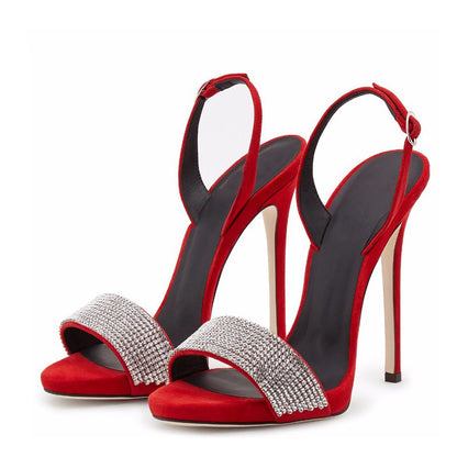 Tucomosi Women Slingbacks Pointed Toe Stiletto Sandals With Crystal