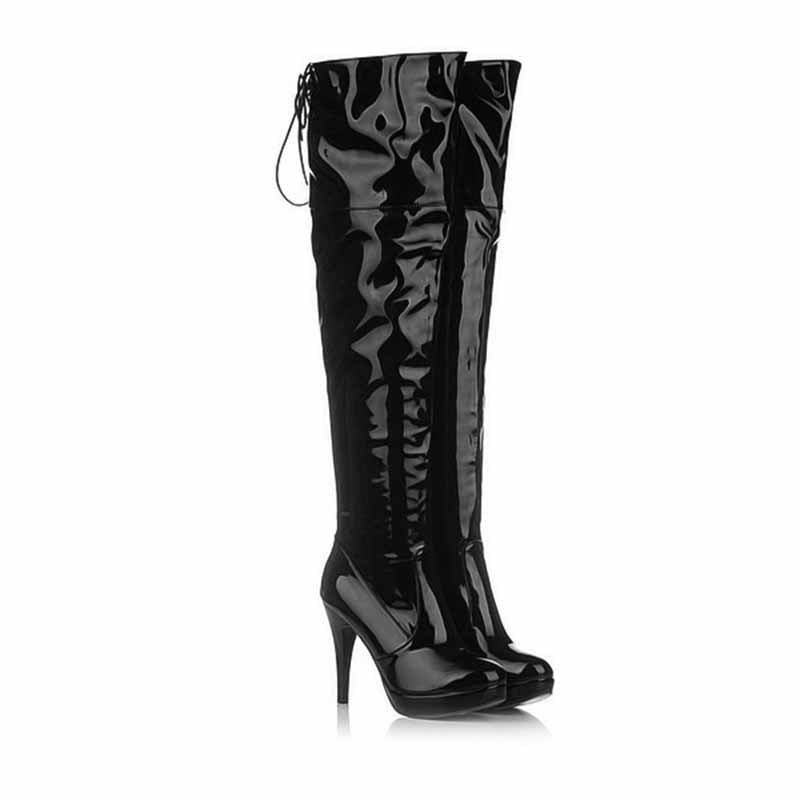 Women's Lace Up Stiletto High Heels Over The Knee High Boots – SD ...