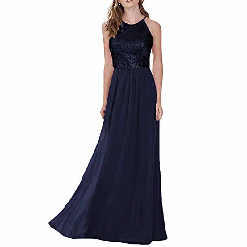 Womens Sequin Top Bridesmaid Dress Cocktail Party Swing Dresses