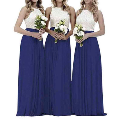 Lace Bridesmaid Dresses Sleeveless Long A Line Chiffon Wedding Guest Dresses