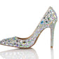 Rhinestone Stiletto Heels Prom Slip-On Low-Cut Upper Wedding Shoes