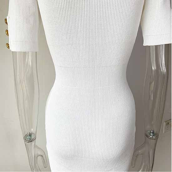 Women Ribbed-knit Short-sleeve Dress V-neck Minidress Cockail Dress