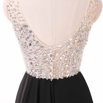Black Prom Dress Long Beaded Formal Evening Gowns Sleeveless Wedding Dress