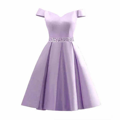 Satin Short Prom Dresses Mini Homecoming Dress Off Shoulder Gowns for Ladies