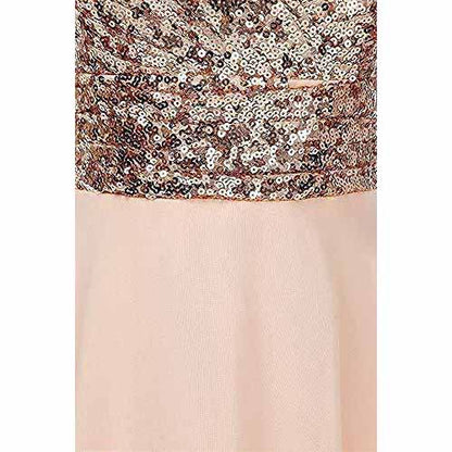 Womens Sequin Top Bridesmaid Dress Cocktail Party Swing Dresses