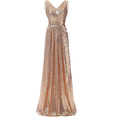 Sequin Bridesmaid Dress Sleeveless Long Maxi Evening Prom Dresses