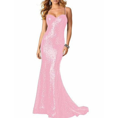 Women Sequin Gown Dress Bodycon Floor-Length Prom Gowns