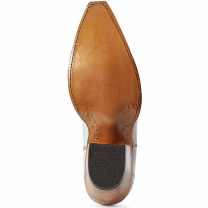 Women's White Floral Embroidery Western Boot Snip Toe Boots