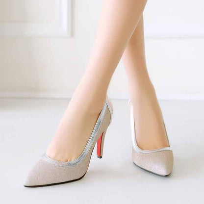 Pointed Toe Mid Heels Wedding Party Evening Dress Pumps for Women