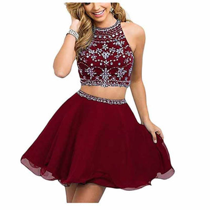 Women's 2 Piece Prom Dresses Short Homecoming Party Cocktail Gown Tulle Gala Dress