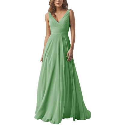 A-line Chiffon Bridesmaid Dress Floor Length Formal Evening Prom Gowns