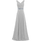 sd-hk Long Chiffon Bridesmaid Dresses Formal Evening Dress for Women Sleeveless