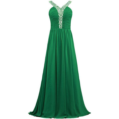 sd-hk Long Chiffon Bridesmaid Dresses Women Formal Evening Dress Sleeveless