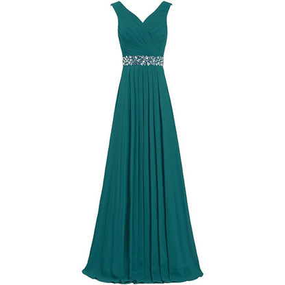 sd-hk Long Chiffon Bridesmaid Dresses Formal Evening Dress for Women Sleeveless
