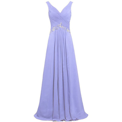 Chiffon Bridesmaid Dresses Long Evening Formal Dress Beaded Wedding Prom