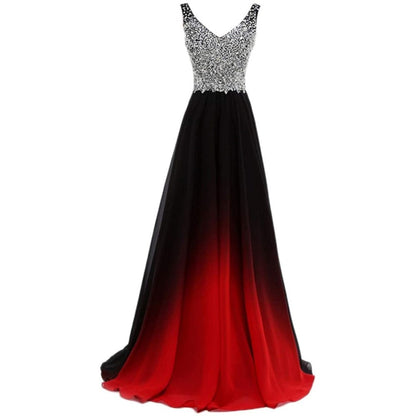 Women's Gradient Evening Prom A Line Bridesmaid Dress Custom Wedding Ball Gown