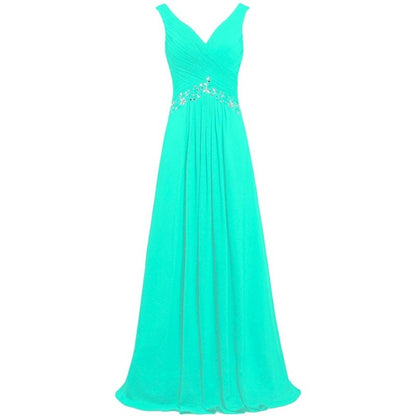 Chiffon Bridesmaid Dresses Long Evening Formal Dress Beaded Wedding Prom