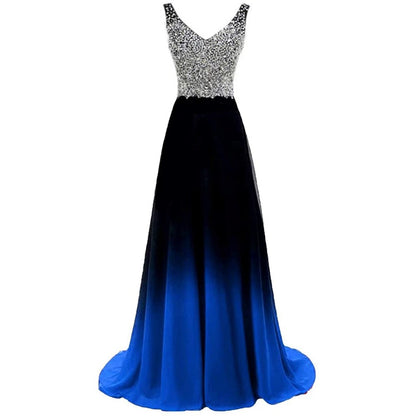 Women's Gradient Evening Prom A Line Bridesmaid Dress Custom Wedding Ball Gown