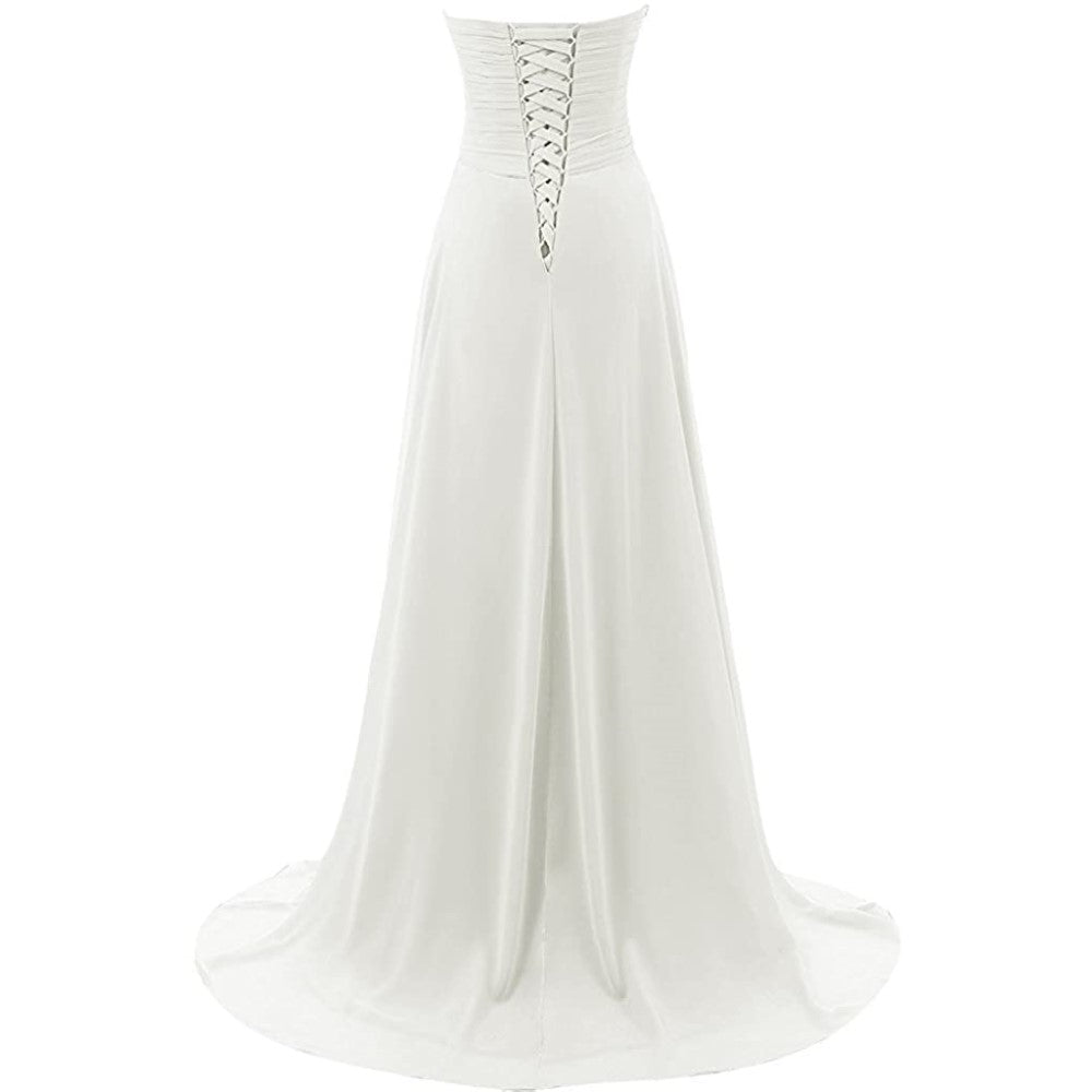 sd-hk Wedding Dresses Beach Bridal Chiffon Wedding Gowns Strapless Bride Dress