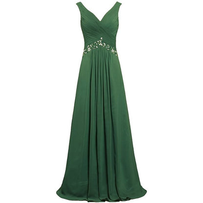 Chiffon Bridesmaid Dresses Long Evening Formal Dress Beaded Wedding Prom