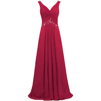 Chiffon Bridesmaid Dresses Long Evening Formal Dress Beaded Wedding Prom