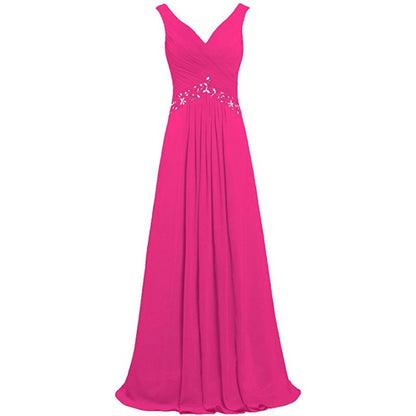 Chiffon Bridesmaid Dresses Long Evening Formal Dress Beaded Wedding Prom