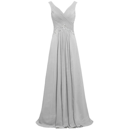 Chiffon Bridesmaid Dresses Long Evening Formal Dress Beaded Wedding Prom