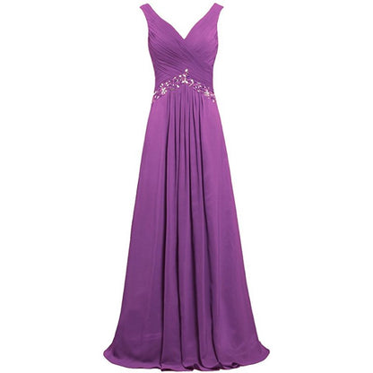 Chiffon Bridesmaid Dresses Long Evening Formal Dress Beaded Wedding Prom