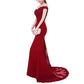 Women Long Lace Beaded Bridesmaid Dresses Off Shoulder Mermaid Backless Prom