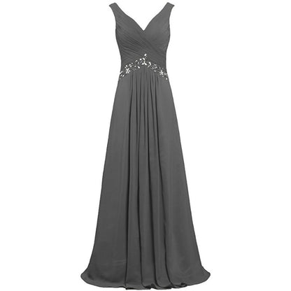 Chiffon Bridesmaid Dresses Long Evening Formal Dress Beaded Wedding Prom