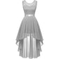 Women's Floral Lace Chiffon Bridesmaid Dress High Low Swing Party Dress