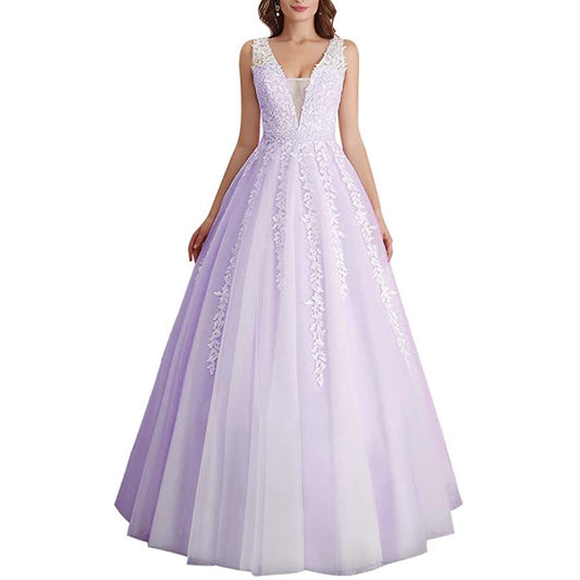 sd-hk Wedding Dress for Bride Lace Applique Evening Dress Women Straps Ball Gowns