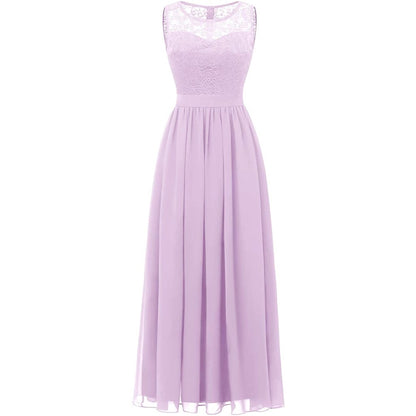 Women's Lace Chiffon Bridesmaid Dress Sleeveless Formal Wedding Party Dress