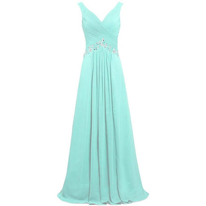 Chiffon Bridesmaid Dresses Long Evening Formal Dress Beaded Wedding Prom