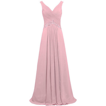 Chiffon Bridesmaid Dresses Long Evening Formal Dress Beaded Wedding Prom