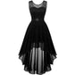 Women's Floral Lace Chiffon Bridesmaid Dress High Low Swing Party Dress