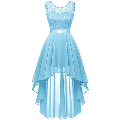 Women's Floral Lace Chiffon Bridesmaid Dress High Low Swing Party Dress