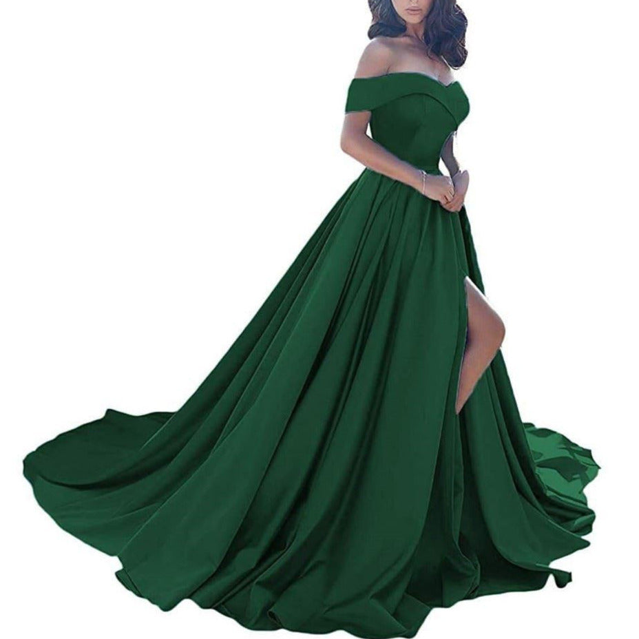 Wedding dress dark green
