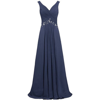 Chiffon Bridesmaid Dresses Long Evening Formal Dress Beaded Wedding Prom