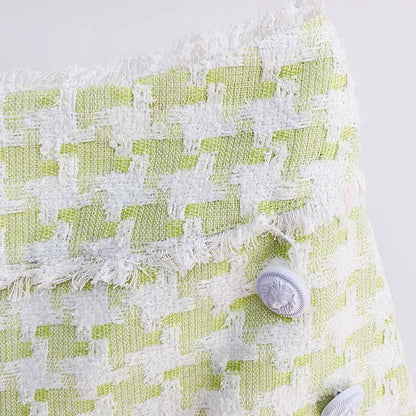 Women's Plaid Shorts Wool High Waist Houndstooth Check Tweed Shorts