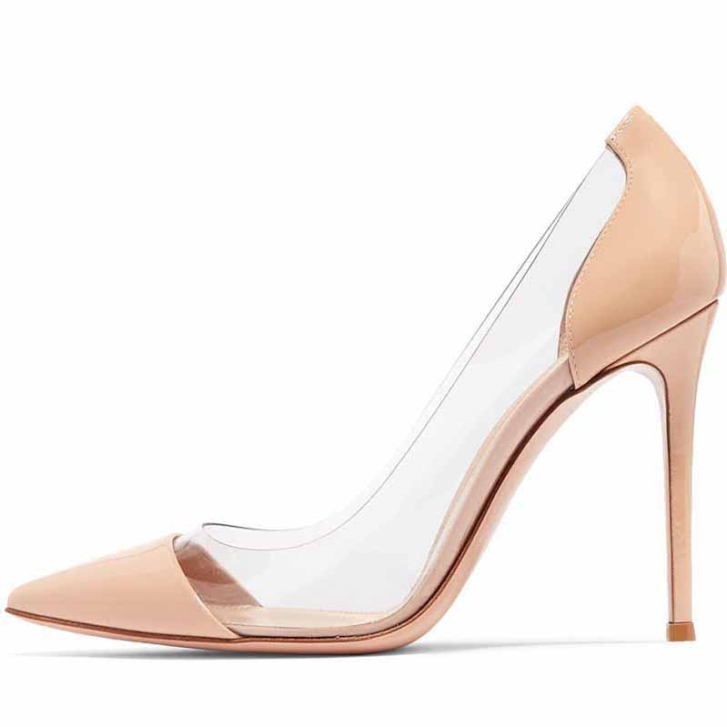 Pointed Toe Transparent Leather High Heels Party Pumps – SD Dresscode ...
