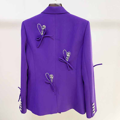 Women's Luxury Decoration Loose Fit Purple Blazer Jacket Coat