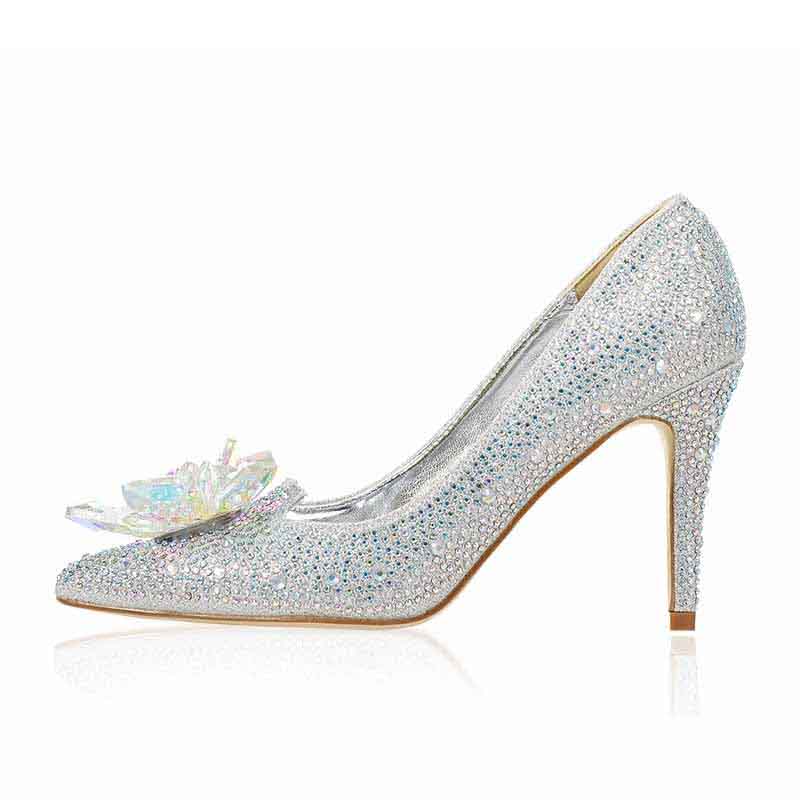 Silver Crystal Heels Wedding Party Diamond Heels Sparkly Point Wedding ...