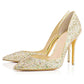 Gold High Heels Wedding Bridal Stiletto Sparkling Classic Pumps
