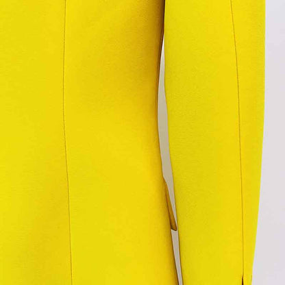 Women's Yellow Pantsuit Blazer+High Waisted Flare Pants Suit Wedding Pantsuit